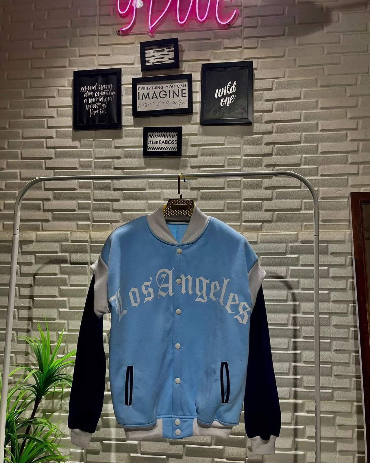 Baby Blue Varsity Jacket  M Los Angeles Letterman Jacket