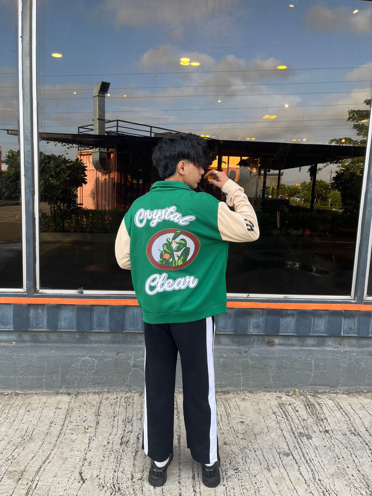 Green Crystal Clear Varsity jacket