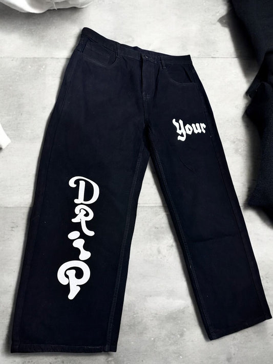 Your Drip Black Straight Fit Denim Jeans