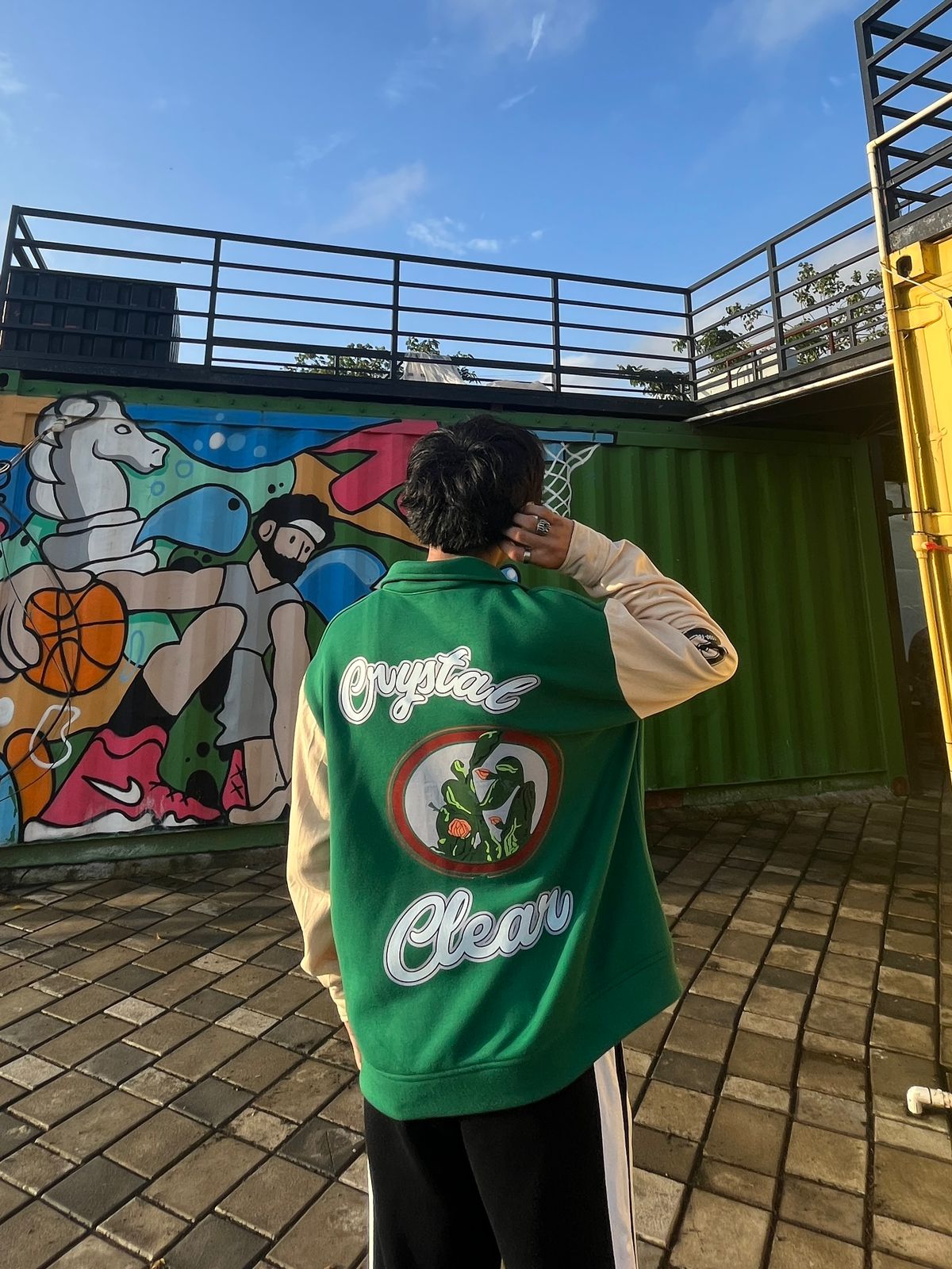 Green Crystal Clear Varsity jacket