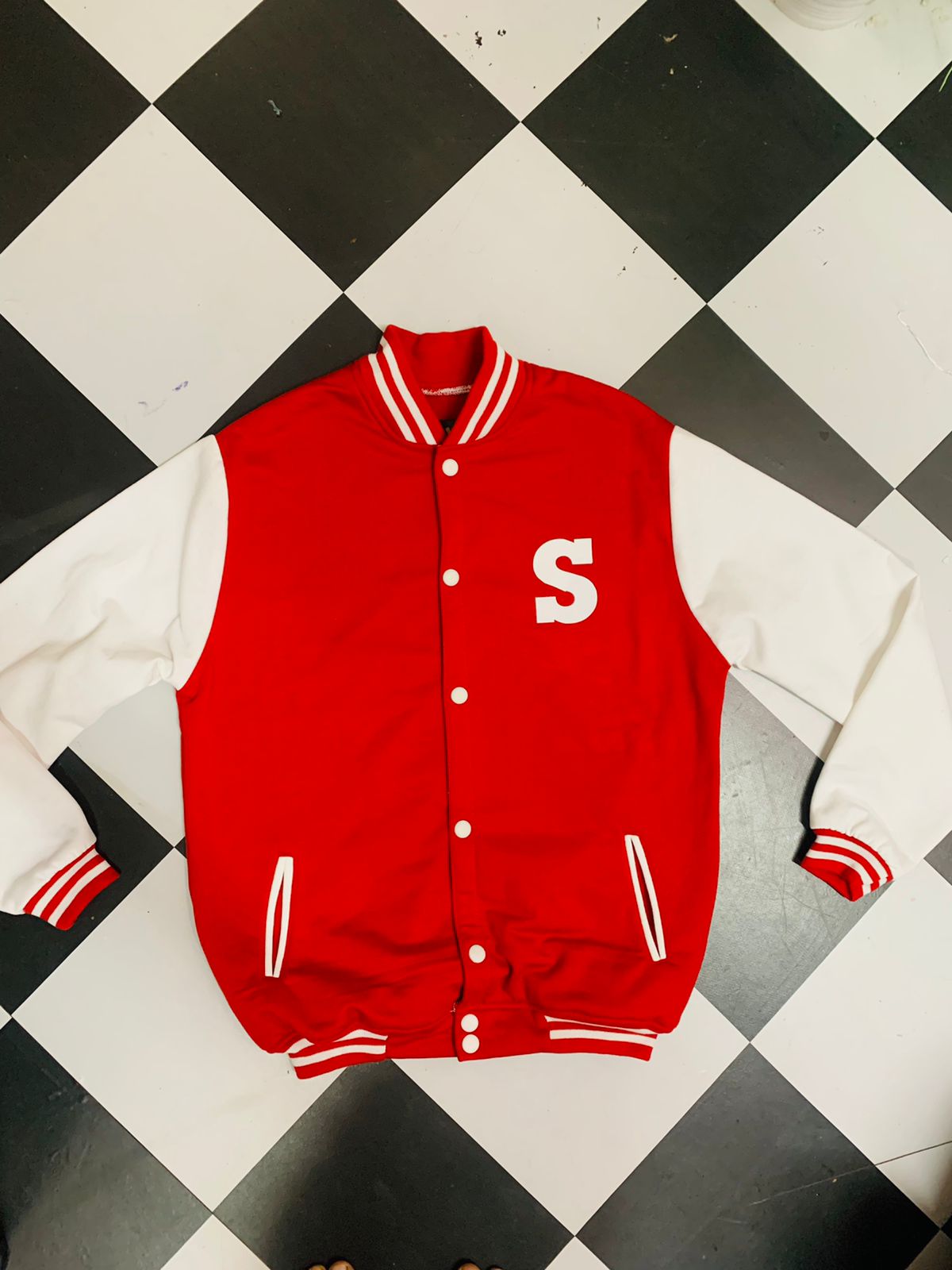 Customised Any Letter Red Colour Varsity™ Jacket