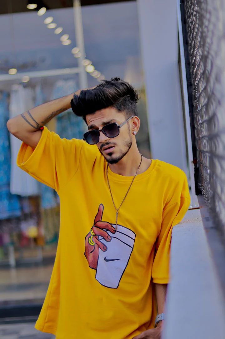 Oversized yellow t outlet shirt