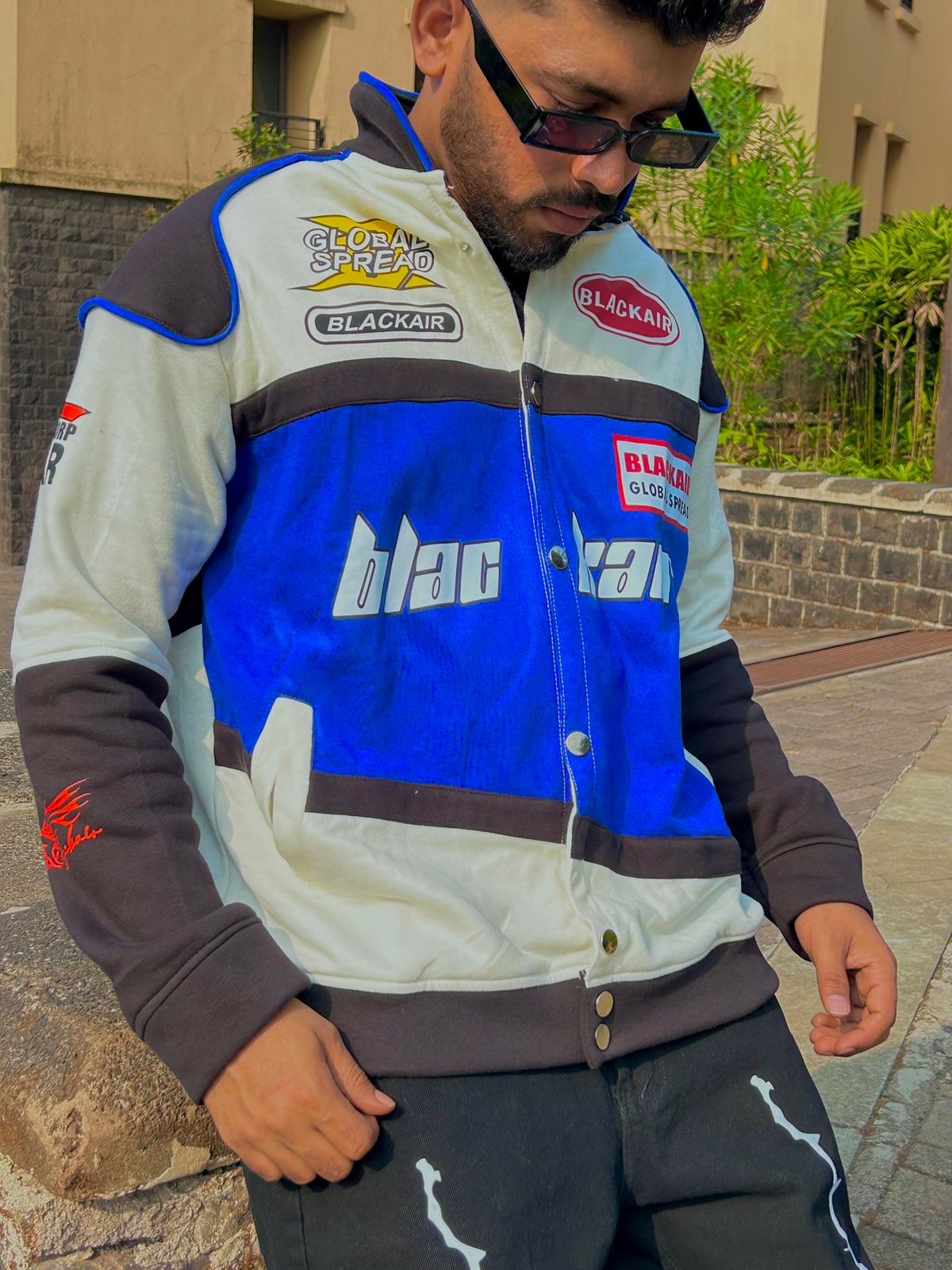 Black Air Racing Rider Cotton Jacket