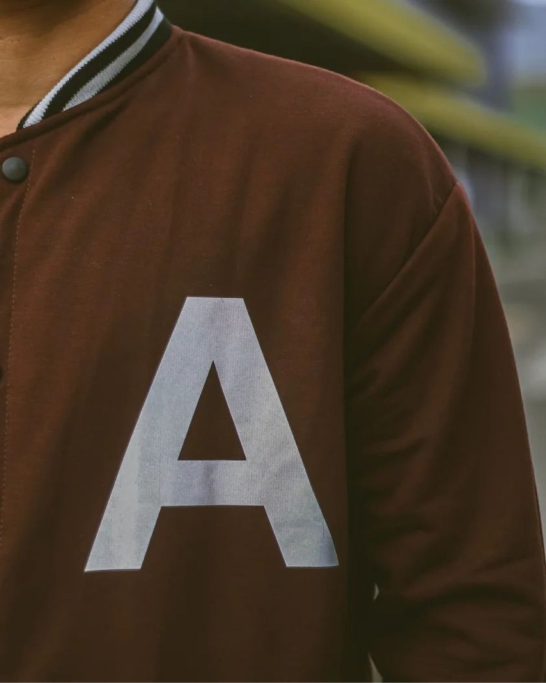 Brown 'A" letter Varsity Jacket