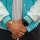 Sky Blue Letter Varsity Jacket